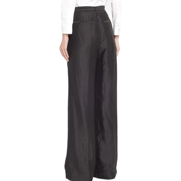 FRAME Wide‎ Leg Linen Blend Trousers High Rise Black Size 8 - Picture 3 of 14